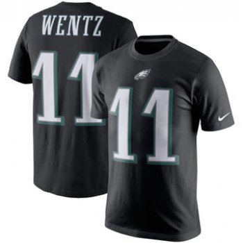 Men's Philadelphia Eagles 11 Carson Wentz Nike Black Player Pride Name & Number T-Shirt
