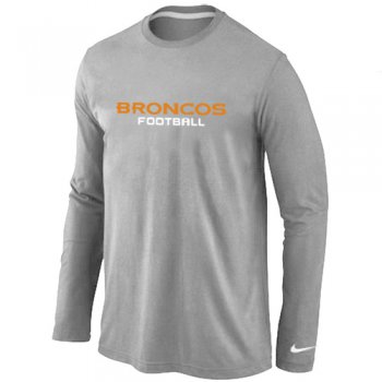 Nike Denver Broncos Authentic font Long Sleeve T-Shirt Grey