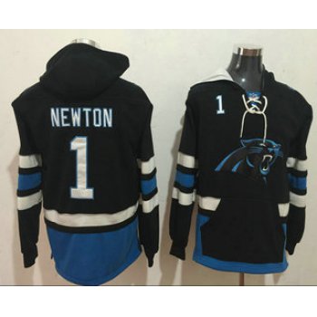 Men's Carolina Panthers #1 Cam Newton NEW Black Pocket Stitched NFL Pullover Hoodie
