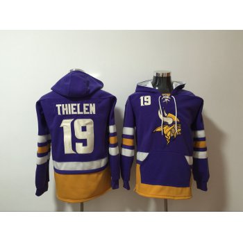 Men's Minnesota Vikings #19 Adam Thielen NEW Purple Pocket Stitched NFL Pullover Hoodie