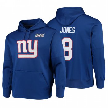 New York Giants #8 Daniel Jones Nike NFL 100 Primary Logo Circuit Name & Number Pullover Hoodie Royal