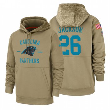 Carolina Panthers #26 Donte Jackson Nike Tan 2019 Salute To Service Name & Number Sideline Therma Pullover Hoodie