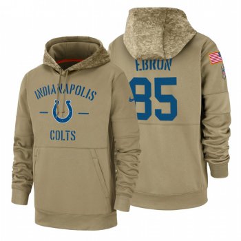 Indianapolis Colts #85 Eric Ebron Nike Tan 2019 Salute To Service Name & Number Sideline Therma Pullover Hoodie