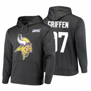 Minnesota Vikings #97 Everson Griffen Nike NFL 100 Primary Logo Circuit Name & Number Pullover Hoodie Anthracite
