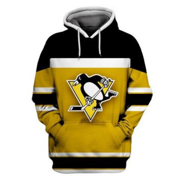 Men's Pittsburgh Penguins Yellow All Stitched Hooded Sweatshirt