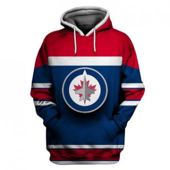 Men's Winnipeg Jets Blue All Stitched Hooded Sweatshirt