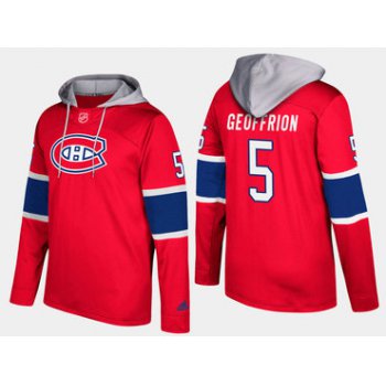 Adidas Montreal Canadiens 5 Bernie Geoffrion Retired Red Name And Number Hoodie