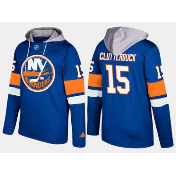 Adidas New York Islanders 15 Cal Clutterbuck Name And Number Blue Hoodie