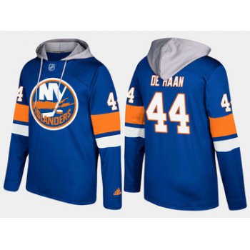 Adidas New York Islanders 44 Calvin De Haan Name And Number Blue Hoodie
