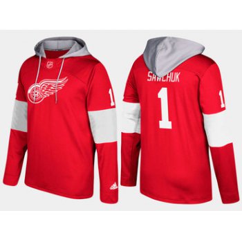 Adidas Detroit Red Wings 1 Terry Sawchuk Red Name And Number Hoodie