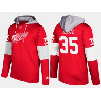 Adidas Detroit Red Wings 35 Jimmy Howard Name And Number Red Hoodie