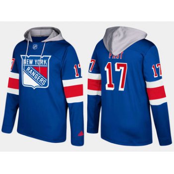 Adidas New York Rangers 17 Jesper Fast Name And Number Blue Hoodie