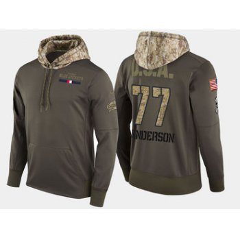 Nike Columbus Blue Jackets 77 Josh Anderson Olive Salute To Service Pullover Hoodie