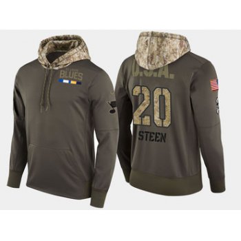Nike St. Louis Blues 20 Alexander Steen Olive Salute To Service Pullover Hoodie