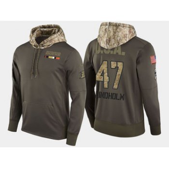 Nike Anaheim Ducks 47 Hampus Lindholm Olive Salute To Service Pullover Hoodie