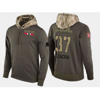 Nike New Jersey Devils 37 Pavel Zacha Olive Salute To Service Pullover Hoodie
