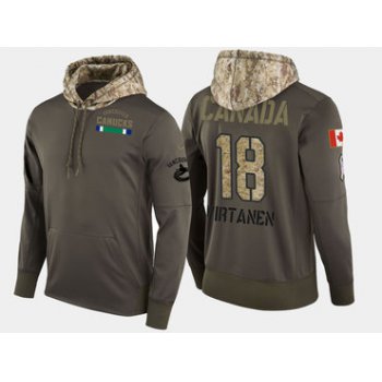 Nike Vancouver Canucks 18 Jake Virtanen Olive Salute To Service Pullover Hoodie