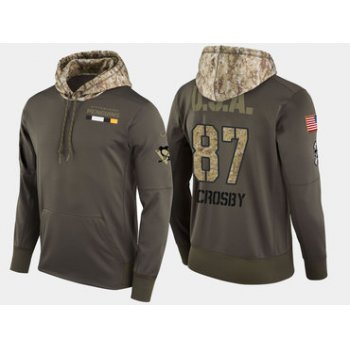 Nike Pittsburgh Penguins 87 Sidney Crosby Olive Salute To Service Pullover Hoodie