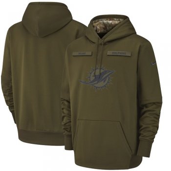 Men's Miami Dolphins Nike Olive Salute to Service Sideline Therma Performance Pullover Hoodie