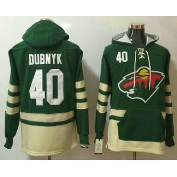 Men's Minnesota Wild #40 Devan Dubnyk Green Pocket Stitched NHL Old Time Hockey Pullover Hoodie