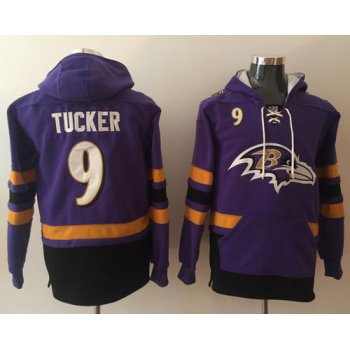 Nike Baltimore Ravens #9 Justin Tucker Purple Black Name & Number Pullover NFL Hoodie