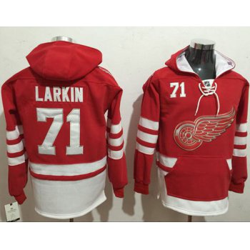 Red Wings #71 Dylan Larkin Red Name & Number Pullover NHL Hoodie