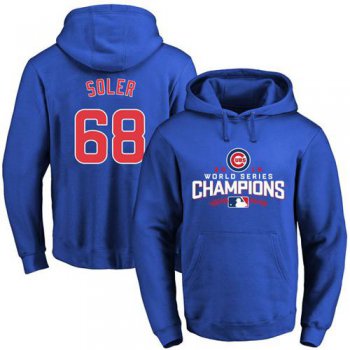 Cubs #68 Jorge Soler Blue 2016 World Series Champions Pullover MLB Hoodie