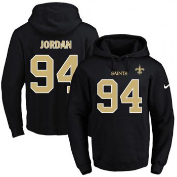 Nike Saints #94 Cameron Jordan Black Name & Number Pullover NFL Hoodie