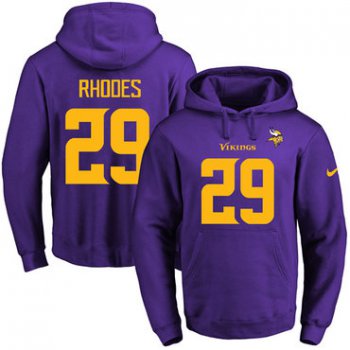 Nike Vikings #29 Xavier Rhodes Purple(Gold No.) Name & Number Pullover NFL Hoodie