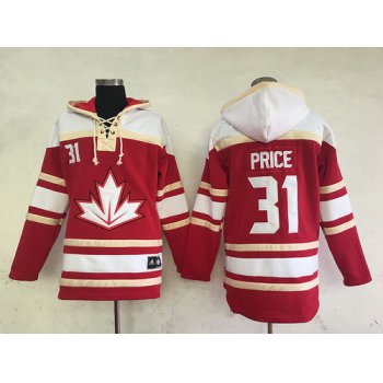Men's Team Canada #31 Carey Price 2016 World Cup of Hockey Red Stitched Old Time Hockey Hoodie