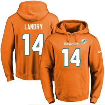 Nike Dolphins #14 Jarvis Landry Orange Name & Number Pullover NFL Hoodie