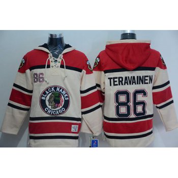 Men's Chicago Blackhawks #86 Teuvo Teravainen Old Time Hockey Cream Hoodie
