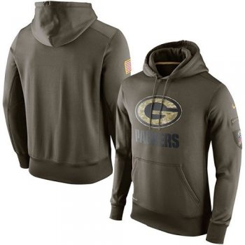 Men's Green Bay Packers Nike Olive Salute To Service KO Performance Hoodie