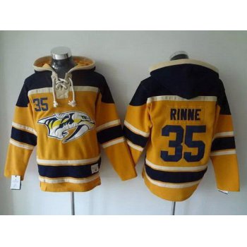 Men's Nashville Predators #35 Pekka Rinne Old Time Hockey Yellow Hoodie