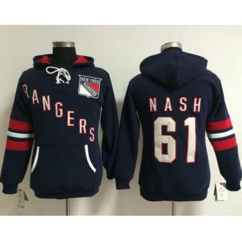New York Rangers #61 Rick Nash Navy Blue Women's Old Time Heidi NHL Hoodie