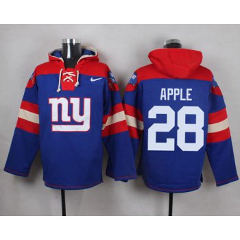 Nike Giants #28 Eli Apple Royal Blue Player Pullover NFL Hoodie