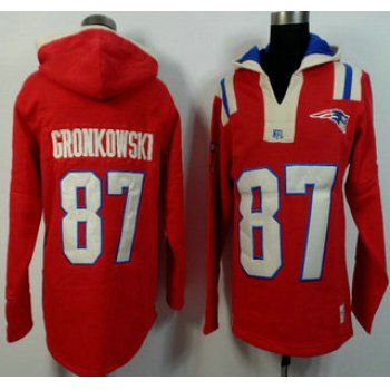 Men's New England Patriots #87 Rob Gronkowski Red Alternate 2015 NFL Hoody
