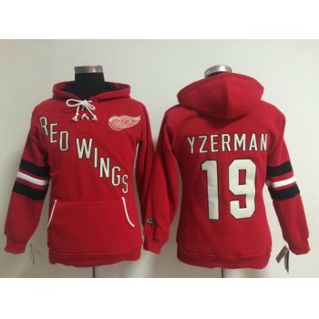 Old Time Hockey Detroit Red Wings #19 Steve Yzerman Red Womens Hoodie