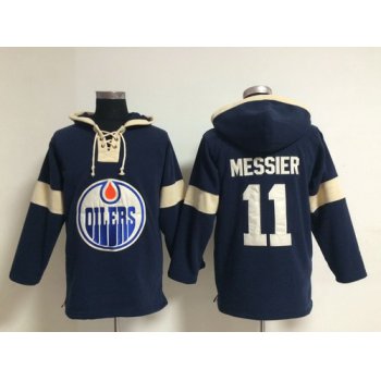 2014 Old Time Hockey Edmonton Oilers #11 Mark Messier Navy Blue Hoodie