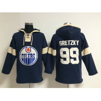 2014 Old Time Hockey Edmonton Oilers #99 Wayne Gretzky Navy Blue Hoodie