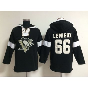 2014 Old Time Hockey Pittsburgh Penguins #66 Mario Lemieux Black Hoodie