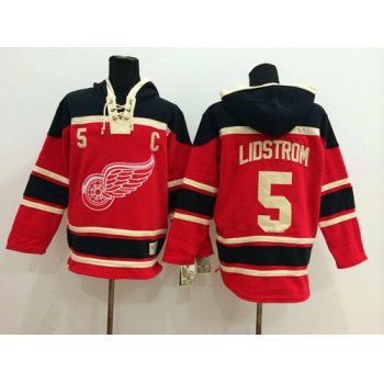 Old Time Hockey Detroit Red Wings #5 Nicklas Lidstrom Red Hoodie