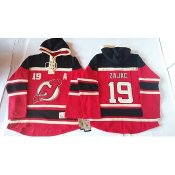 Old Time Hockey New Jersey Devils #19 Travis Zajac Red With Black Hoodie