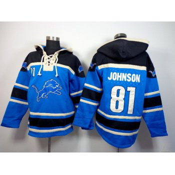 Detroit Lions #81 Calvin Johnson 2014 Light Blue Hoodie