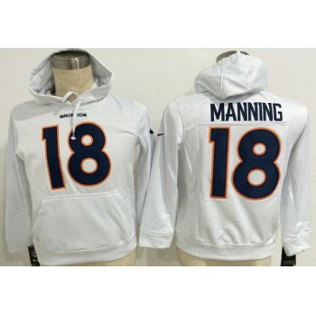 Nike Denver Broncos #18 Peyton Manning White Hoodie