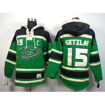 Old Time Hockey Anaheim Ducks #15 Ryan Getzlaf Green Hoodie