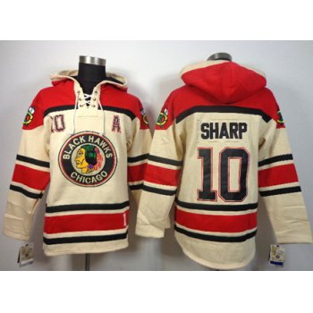 Old Time Hockey Chicago Blackhawks #10 Patrick Sharp Cream Hoodie