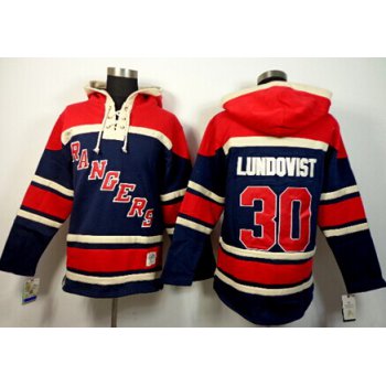 Old Time Hockey New York Rangers #30 Henrik Lundqvist Navy Blue Hoodie