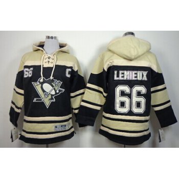 Old Time Hockey Pittsburgh Penguins #66 Mario Lemieux Black Kids Hoodie