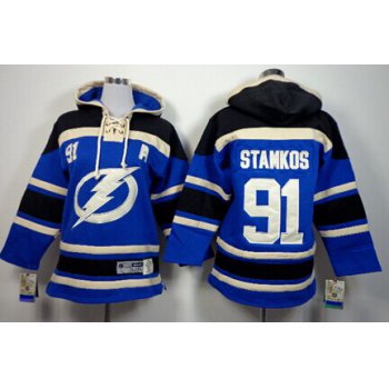 Old Time Hockey Tampa Bay Lightning #91 Steven Stamkos Blue Kids Hoodie